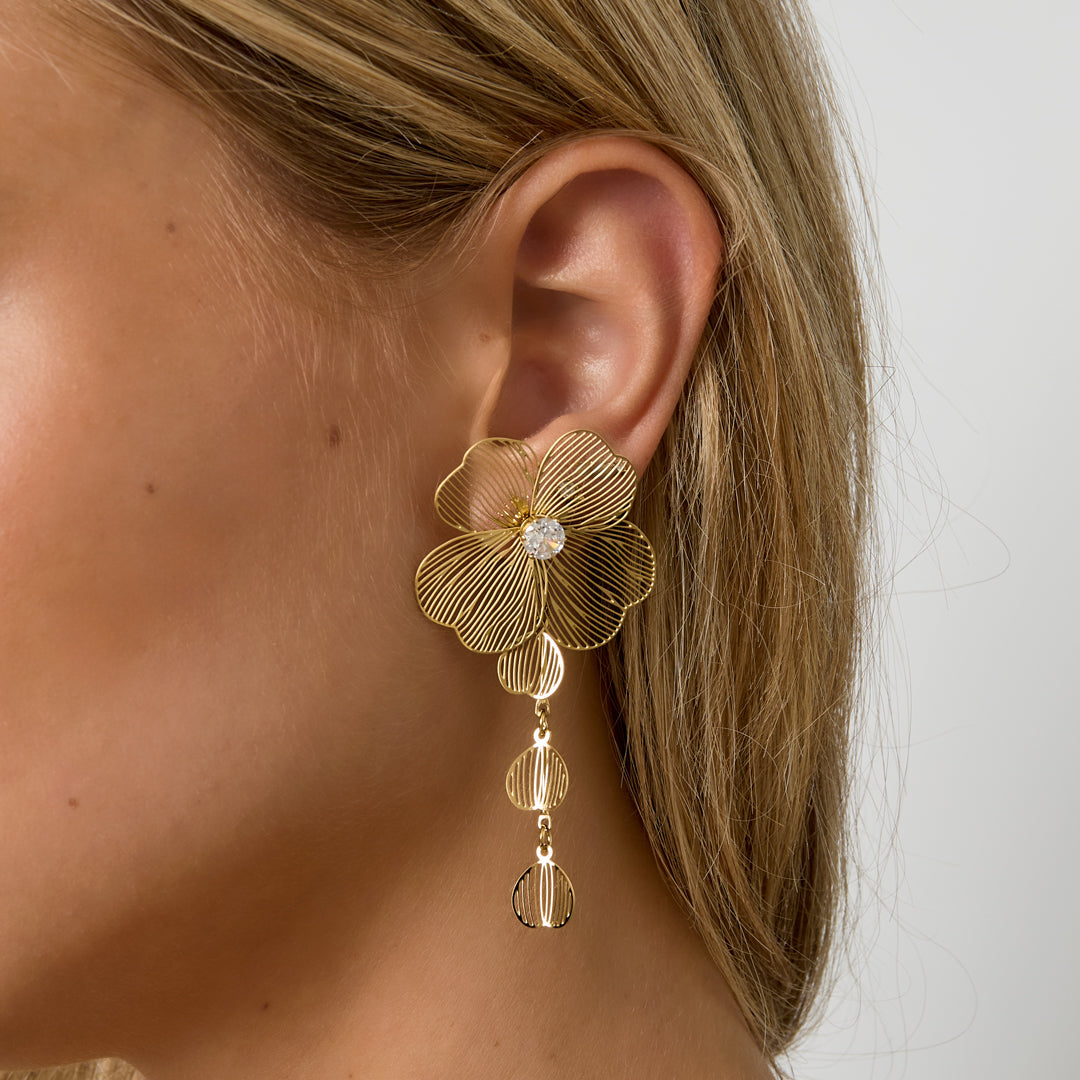 Stainless Steel Dangle Earrings Flower Casual Daily Simple Series Women's jewelry