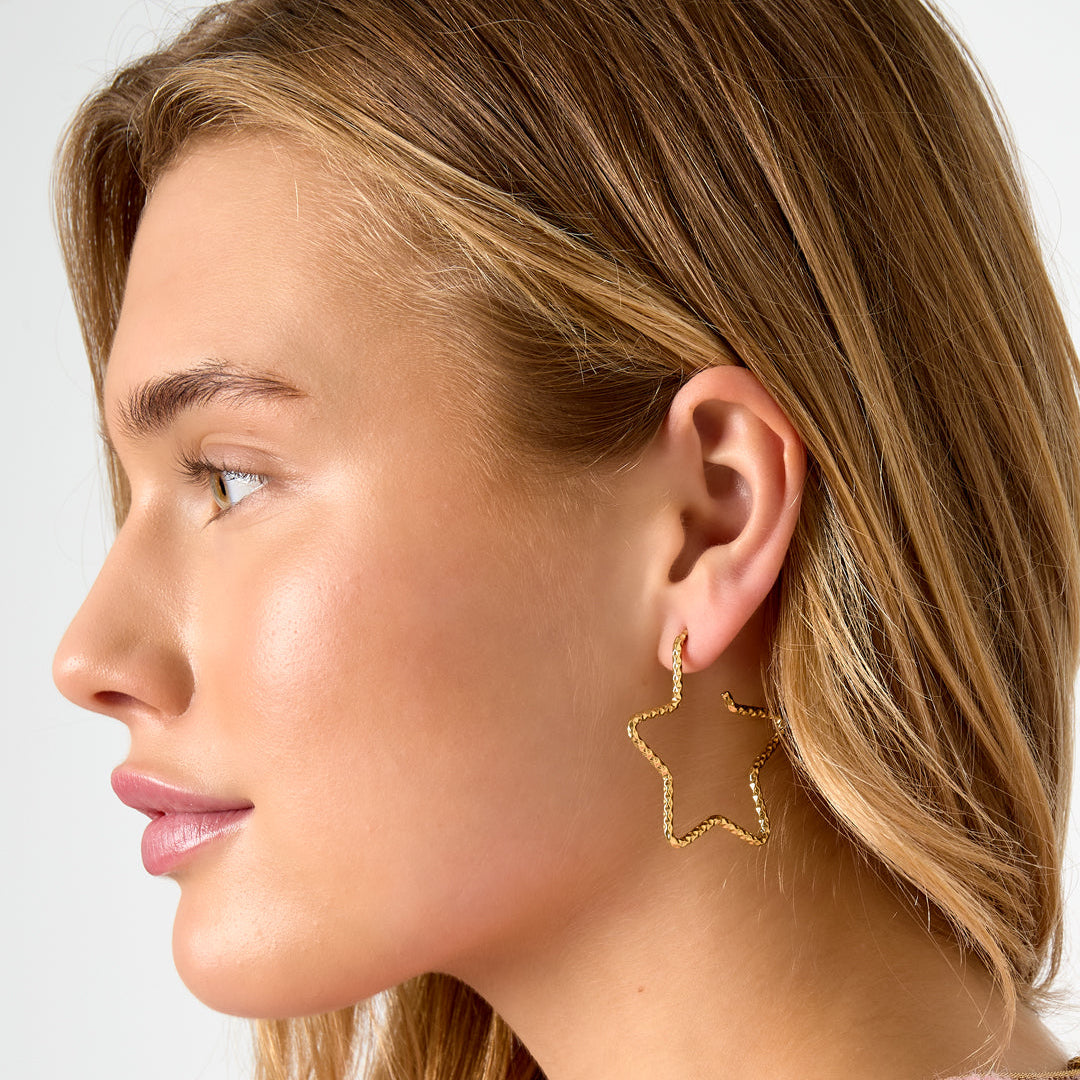 Stainless Steel Hoop Earrings Star Casual Daily Simple Series Women's jewelry