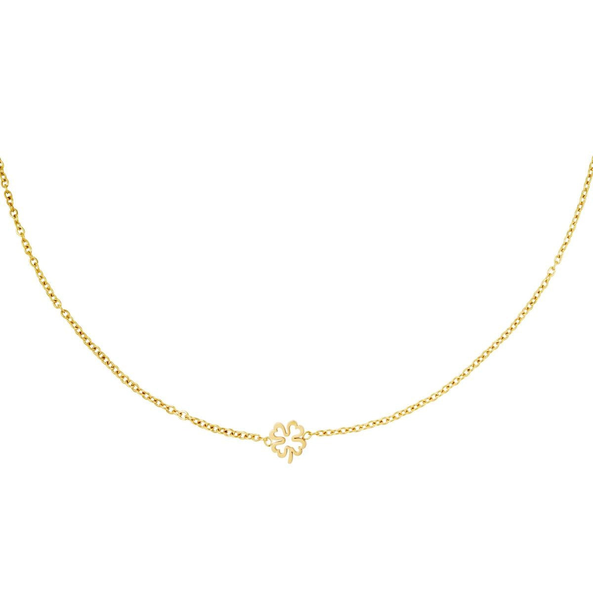 Necklace open clover Gold Color Stainless Steel