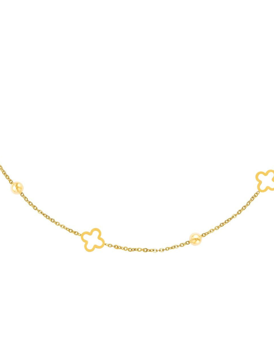 Necklace open clovers Gold Color Stainless Steel