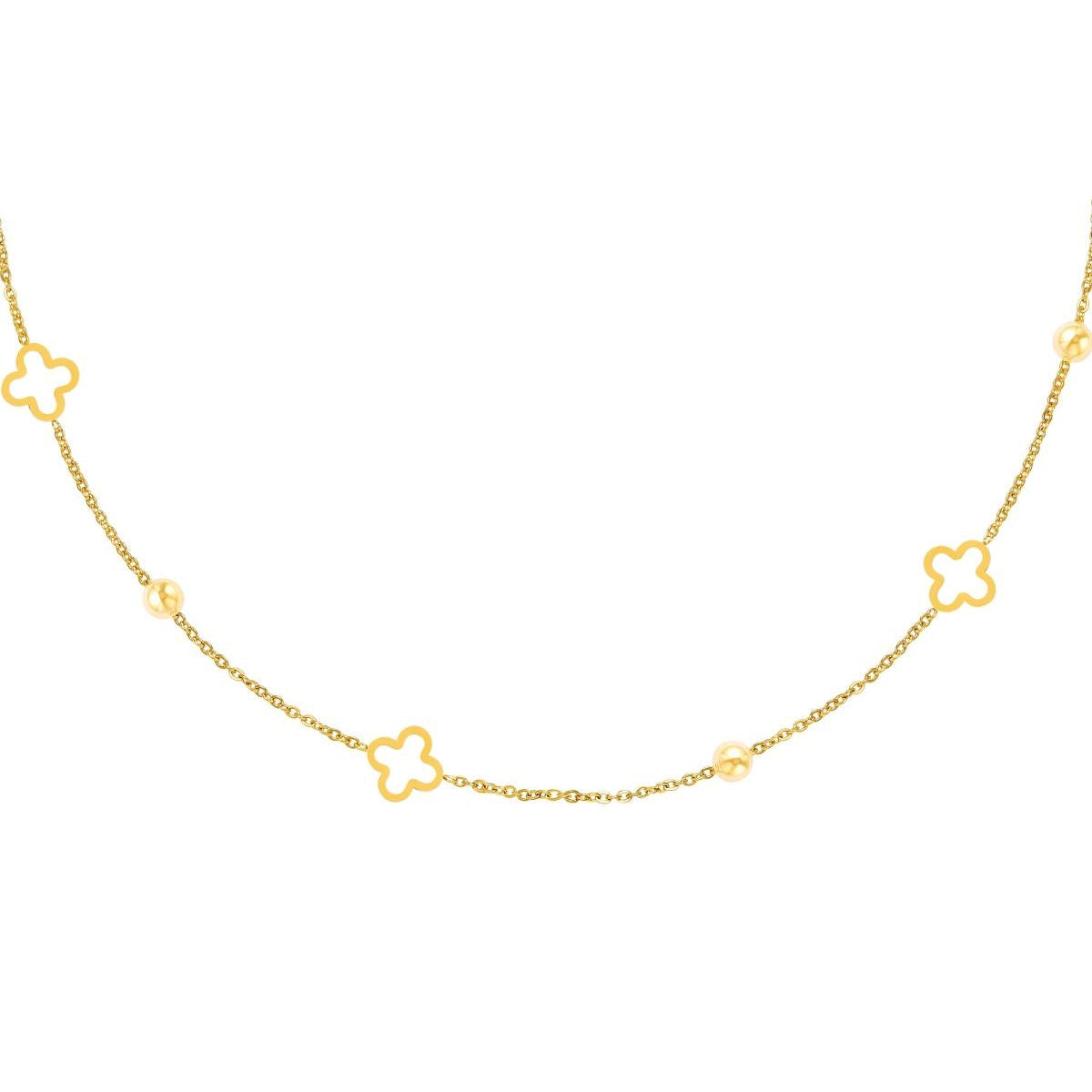 Necklace open clovers Gold Color Stainless Steel