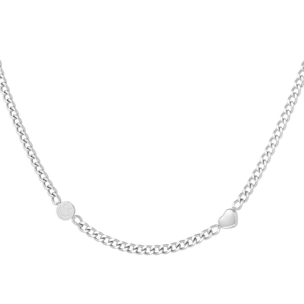 smile & heart chain necklace