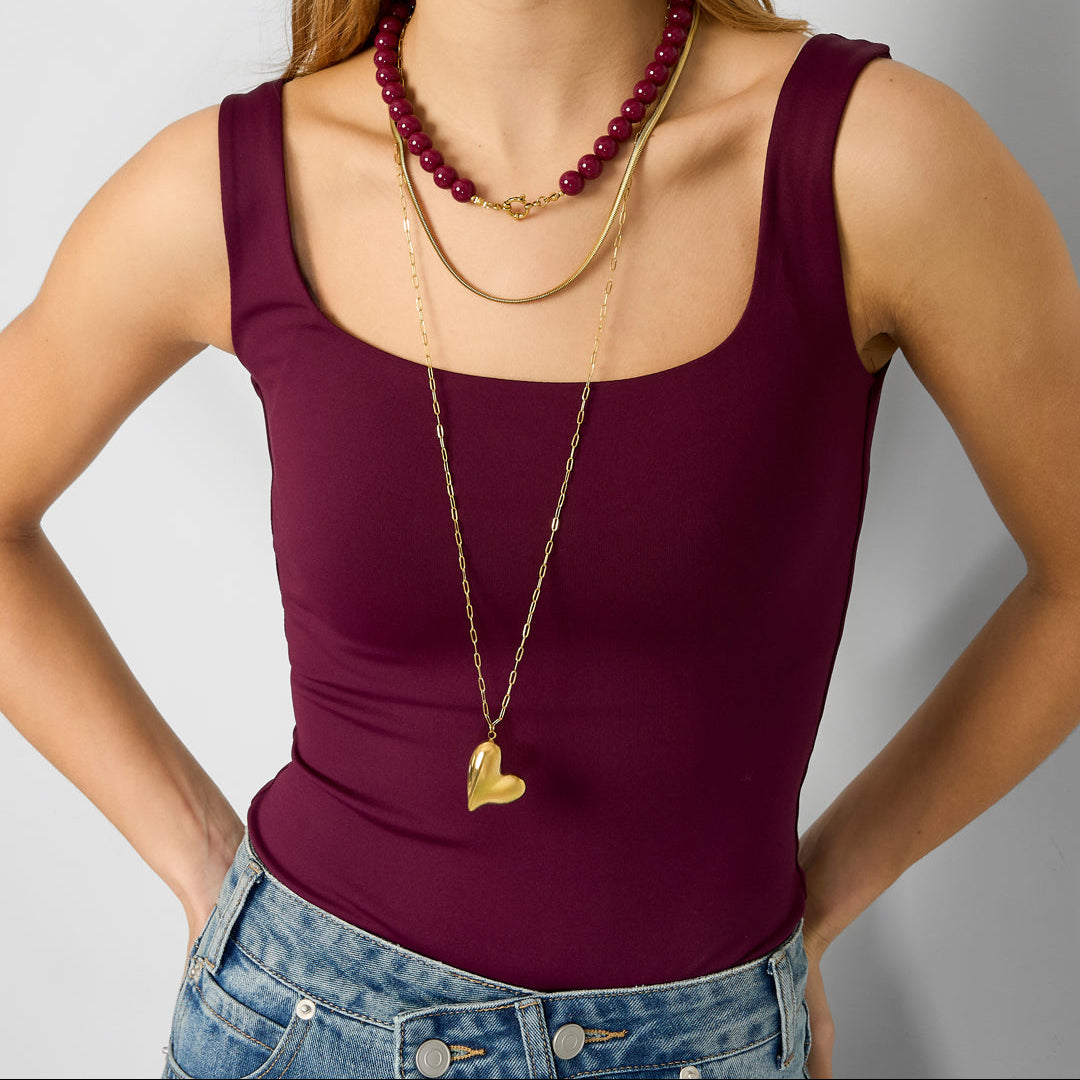 Stainless Steel Long Necklaces Heart Casual Daily Simple Series Women's jewelry