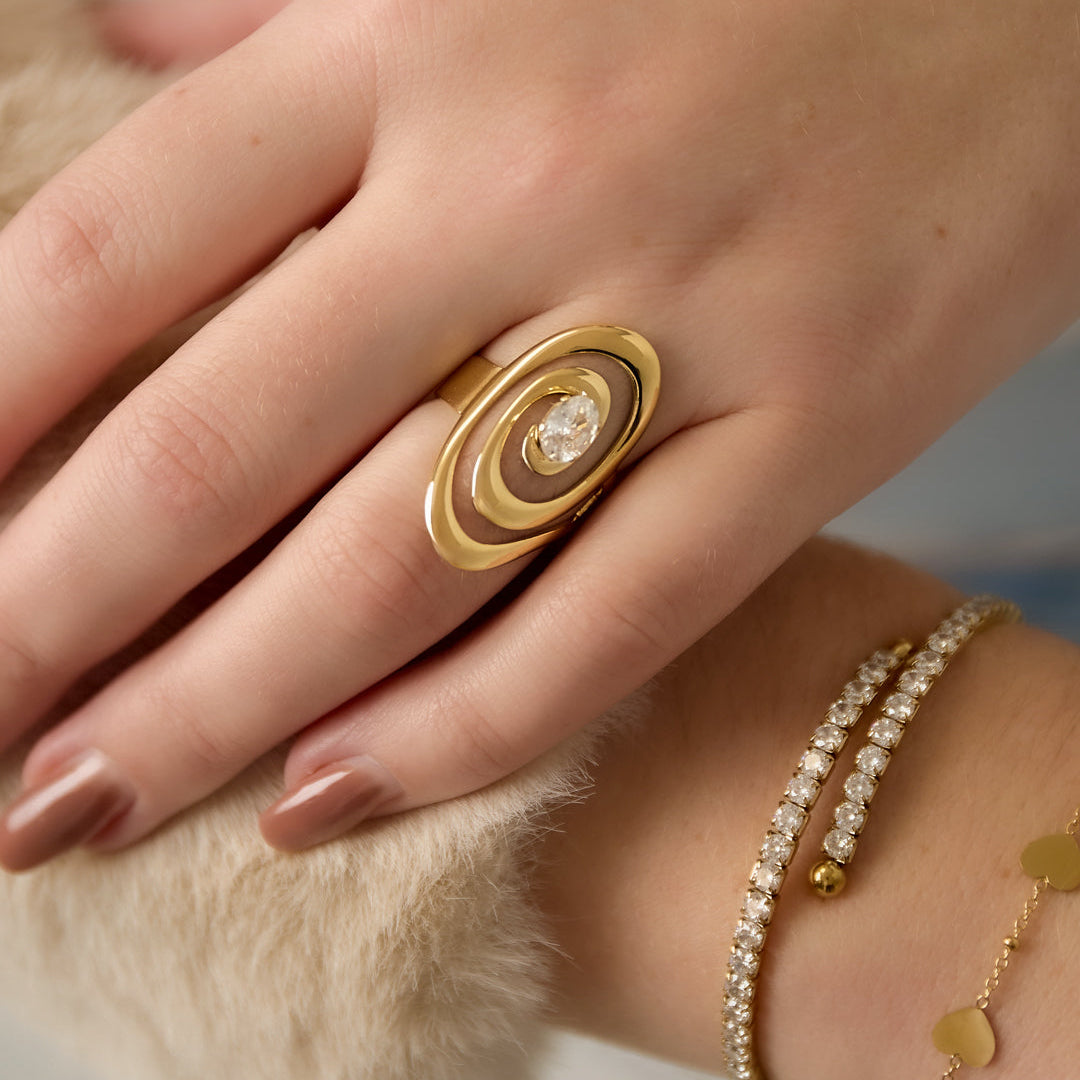 Stainless Steel Gemstone Rings lines Daily Daily Simple Series Women's jewelry