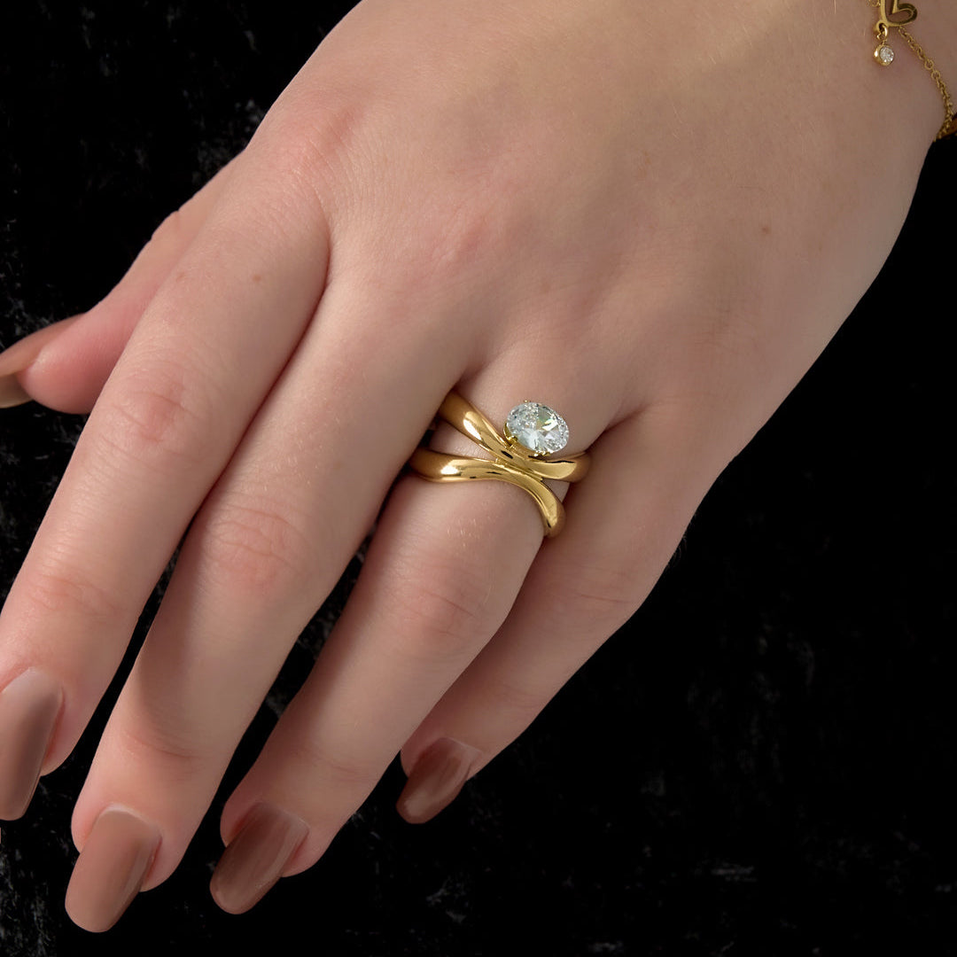 Stainless Steel Gemstone Rings lines Simple Daily Simple Series Women's jewelry