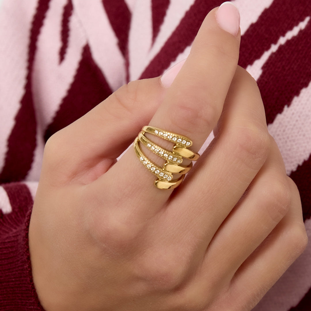 Stainless Steel Statement Rings lines Casual Daily Simple Series Women's jewelry