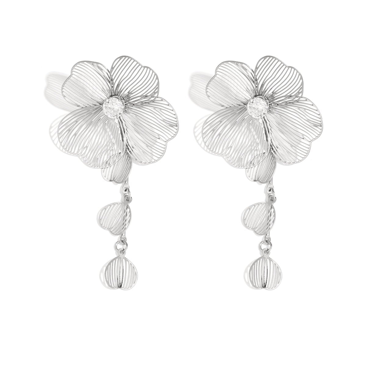 Stainless Steel Dangle Earrings Flower Casual Daily Simple Series Women's jewelry