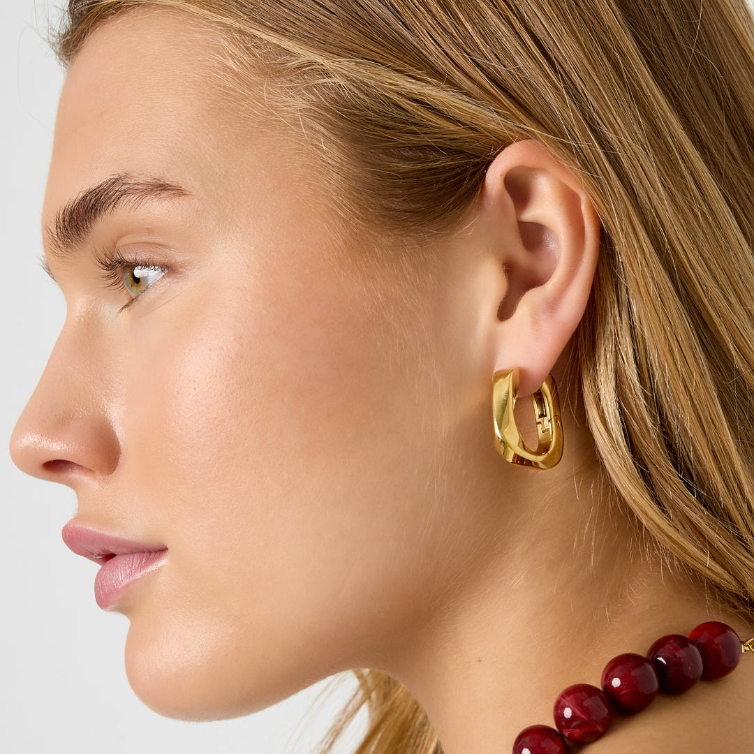 Stainless Steel Hoop Earrings rectangle Casual Daily Simple Series Women's jewelry