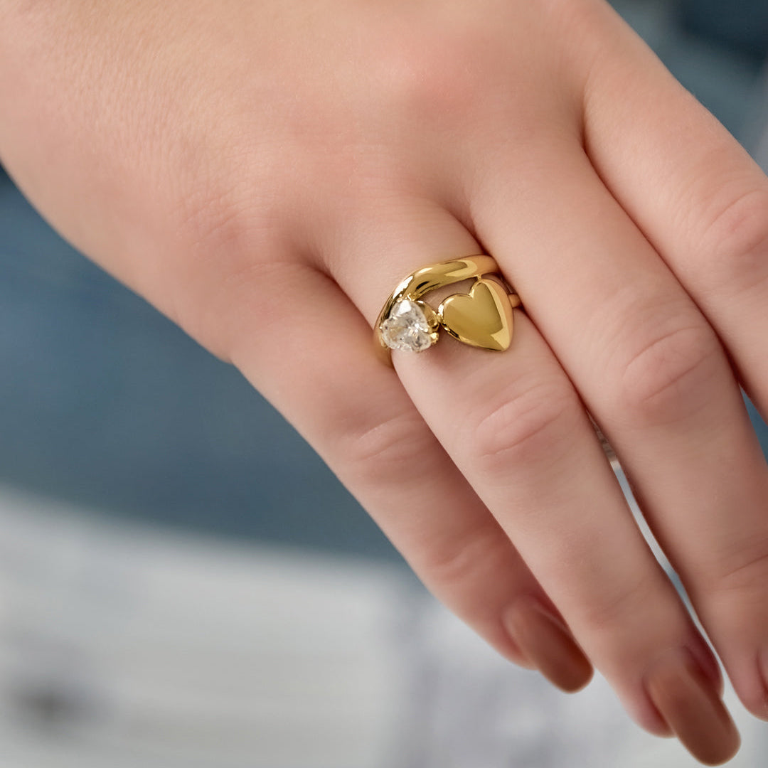 Stainless Steel Gemstone Rings Heart Casual Daily Simple Series Women's jewelry