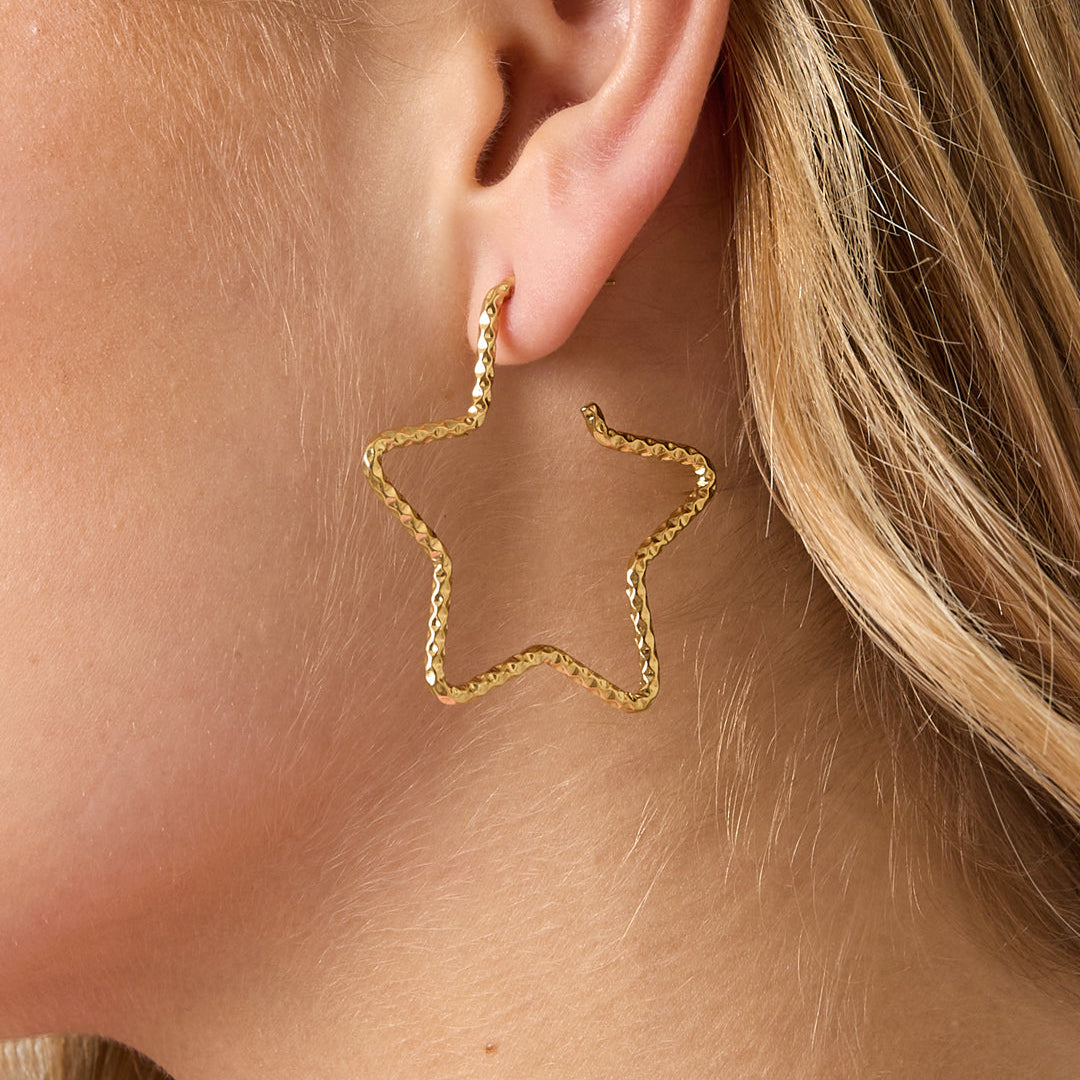 Stainless Steel Hoop Earrings Star Casual Daily Simple Series Women's jewelry