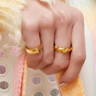 Ring organic shape Gold Color Stainless Steel One size