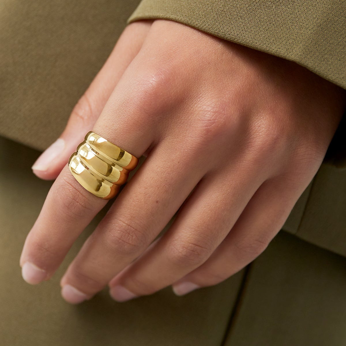 Three in a Row ring - Silver Color color