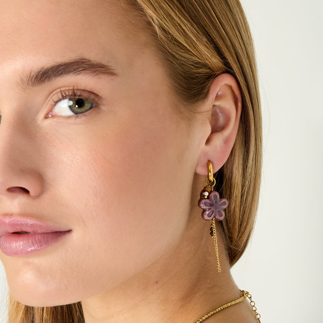 Stainless Steel Drop Earrings Flower Casual Daily Simple Series Women's jewelry