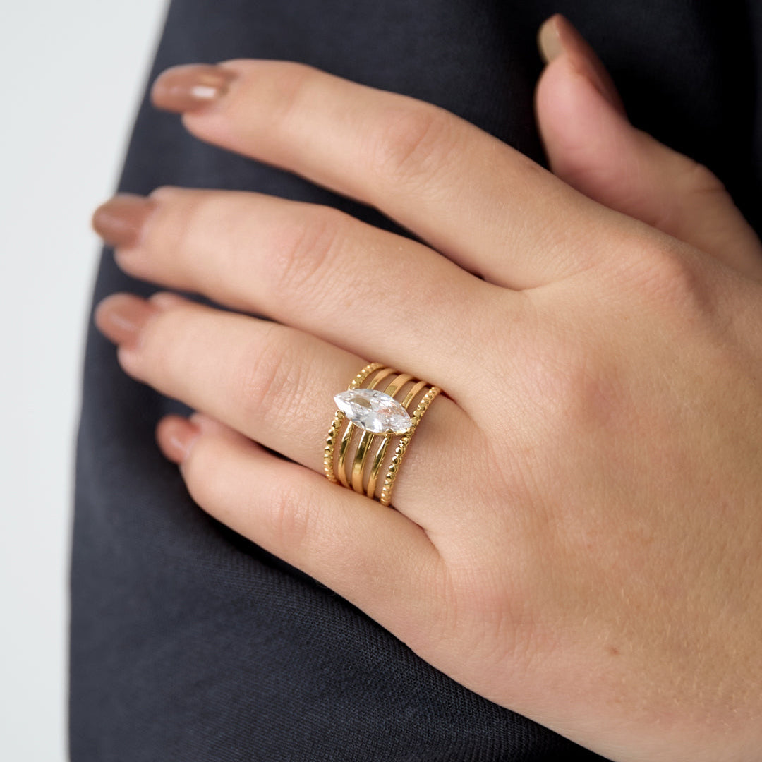 Stainless Steel Gemstone Rings lines Casual Daily Simple Series Women's jewelry