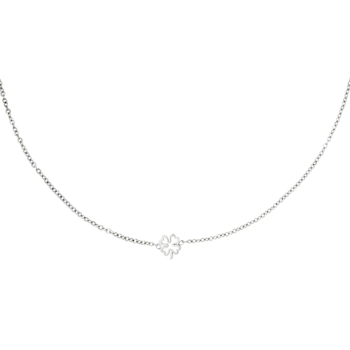 Necklace open clover Gold Color Stainless Steel