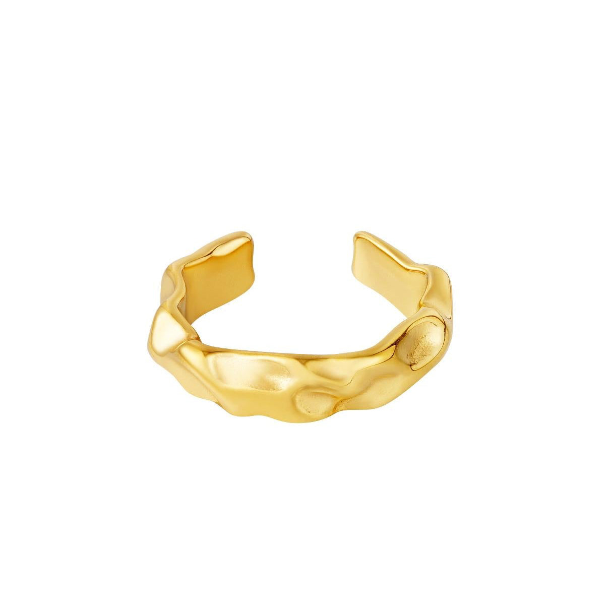 Ring organic shape Gold Color Stainless Steel One size
