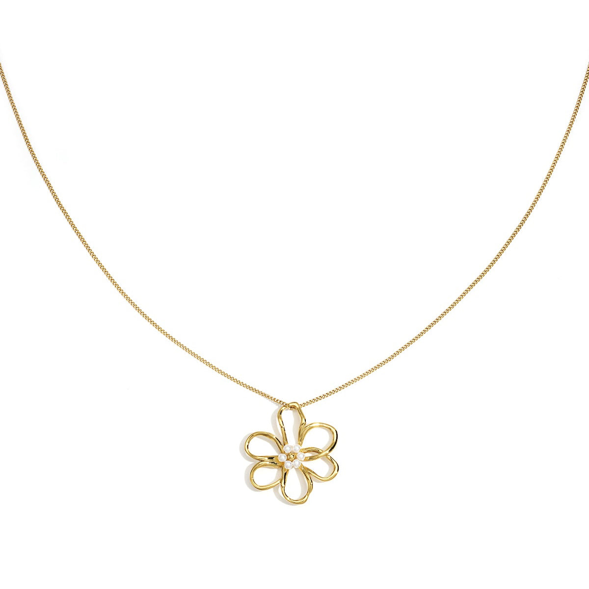 Stainless Steel Long Necklaces Flower Casual Daily Simple Series Women's jewelry