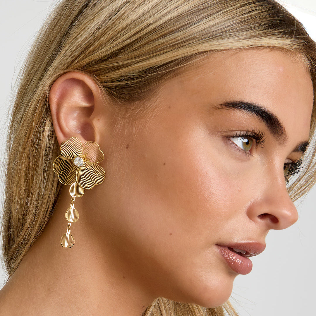 Stainless Steel Dangle Earrings Flower Casual Daily Simple Series Women's jewelry